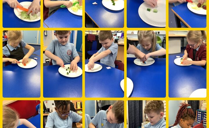 Image of This morning we planned what ingredients we wanted to include in our salad.   This afternoon we made our salads, the children were excellent at cutting, grating and peeling the ingredients. Super work Year 2