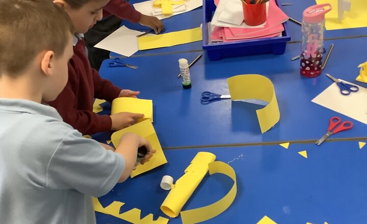Image of Year 1 have enjoyed exploring and creating 3D sculptures using different types of paper, rolling and cutting techniques.
