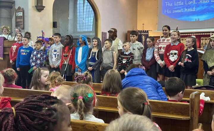 Image of Thank you to Year 6 for leading our Carol service. Thank you to our choir and all of the children for the amazing singing.