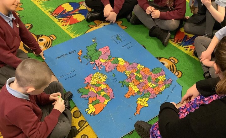 Image of Our new topic in Geography is the United Kingdom. We have been exploring different resources, such as Google Earth, maps, globes, and images, to help us gain knowledge about our country and where it is located in the world.