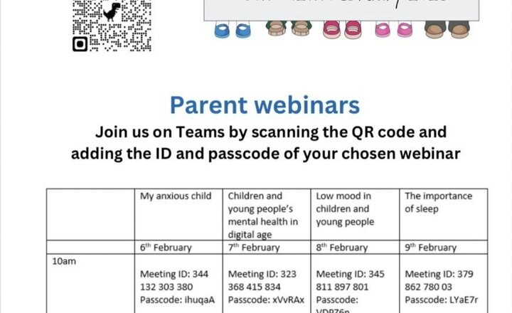 Image of Parent webinars for Children's Mental Health Week.