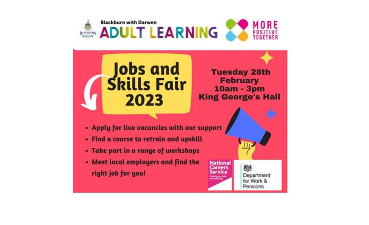 Image of Adult Learning- Jobs and Skills Fair 28.02.23 10am-3pm at King George's Hall